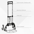 Miniatyrbillede 4 af 10: Trappeklatrer Sæk Lastbil Sammenfoldelig, 6-Rullesystem, Fast Reb, Op Til 70 Kg, Aluminium, Sølv, 70 Kg Lastkapacitet