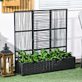 Miniatyrbillede 3 af 10: Polyrattan Højbed Med Espalier Blomsterkasse Plantekasse Blomsterseng Til Havebalkon Sort 103 X 103 X 29 Cm