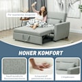 Miniatyrbild 6 av 10: Bäddsoffa, 2-sits soffa med sovfunktion, justerbart ryggstöd, soffa med kuddar, sammetslook, bäddsoffa med bäddbox för vardagsrum, gästrum, ljusgrå