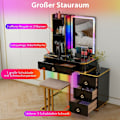 Miniatyrbillede 3 af 5: Toiletbord med LED-belysning Toiletbord med 7 dynamiske & 7 statiske dæmpbare LED-lys sort