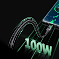 Miniatyrbillede 8 af 9: Flettet kabel med LED skærm USB-C 100W 20V 5A 2m sort