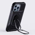 Miniatyrbillede 8 af 9: Taske til iPhone 14 Pro, pansret cover med stativ og ringholder, sort