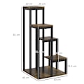 Miniatyrbild 4 av 10: Flower Stand Plant Stand Med 4 Våningar, Multifunktionell Växthylla, Brun, 40X40X81Cm