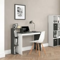 Miniatyrbillede 2 af 10: Hvidt og gråt kontor computerbord, bord + reol med 4 hylder