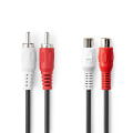 Miniatyrbillede 1 af 3: Stereo Audio kabel | 2x RCA Hanstik | 2x RCA Hun | Nikkelplateret | 5.00 m | Runde | Sort | Konvolut