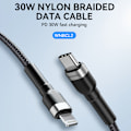 Pikkukuva 6 / 8: Kaapeli iPhonelle USB-C - Lightning PD 30W 2m musta
