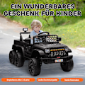 Miniatyrbild 9 av 10: Elbil för barn, 12 V terrängbil med 2,4G fjärrkontroll, släp, barnbil med LED-ljus, mjukstart, musik och horn, 2,5-4 km/h, för 3-8 år barn, svart