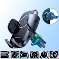Miniatyrbillede 8 af 8: Biltelefonholder til grill, Qi oplader 15W, sort