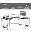 Miniatyrbillede 7 af 10: Computer Skrivebord L-Shape Hjørne Skrivebord, Vinkel Skrivebord, Mdf, Sort, 150X150X76Cm