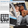 Miniatyrbillede 7 af 10: Cykeltrailer 2 I 1 Klapvogn Buggy, 360° Drejelig, Stål Oxford, Blå+Sort