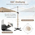 Miniatyrbillede 4 af 5: Ø 330 cm parasol med håndsving &amp; UPF 50+ &amp; 360° roterende cantilever paraply haveparaply beige