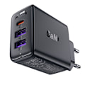 Miniatyrbillede 2 af 7: PD 35W GaN vægoplader med 3 porte 2x USB-A + USB-C sort
