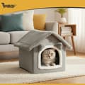 Miniatyrbild 3 av 8: Kattbädd med avtagbart tak och kudde, grå