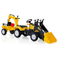 Miniatyrbillede 1 af 5: 3-i-1 gravemaskine til børnebuldozer med 6 hjul 178 x 42 x 60 cm Gul