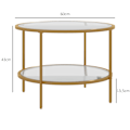 Miniatyrbillede 4 af 10: Sidebord rundt sofabord med hylde, stålstel, sofabord, natbord til stue, soveværelse, guld, Ø60 x 43 cm