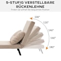 Miniatyrbillede 6 af 10: Sovesofa, Afslapningsstol Med Sengefunktion, Gæsteseng Med Fløjlslook, Rygpude, Polstret Sofa Med Justerbart Ryglæn, Beige, 63 X 73 X 81 Cm