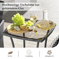 Miniatyrbillede 5 af 5: 3-delt havemøbelsæt i polyrattan med glasbord og hynder. Møbelsiddegruppe i rattan. Havesæt i rattan, grå.