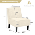 Miniatyrbillede 3 af 5: Polstret loungestol med ryglæn og træben, accentstol, bæreevne op til 150 kg, beige
