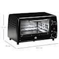 Miniatyrbillede 4 af 10: Miniovn 10 Liter 750W Lille Elektrisk Ovn Med Temperatur Op Til 230 ℃ Timer 60 Minutter Bageplade Og Stativ 36,5X26X22 Cm Sort