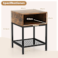 Miniatyrbillede 3 af 5: Sidebord med opbevaringsrum og gitterhylde sengebord med metalstel 40 x 40 x 57,5 ​​cm
