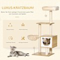 Pikkukuva 5 / 10: Beige Cat Tree Cat Cave Platform Puulastulevy Sisal 126Cm Korkeus