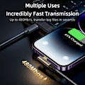 Pikkukuva 5 / 6: Kulmakaapeli iPhonelle USB-C - Lightning 20W 480 Mbps 1,2m sininen