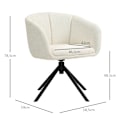 Miniatyrbillede 4 af 10: Lænestol loungestol med armlæn, 360° drejefunktion, hørlook, drejestol med metalben, til stue, soveværelse, cremehvid