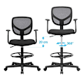 Miniatyrbillede 5 af 7: Ergonomisk justerbar kontorstol med fodstøtte, sort mesh