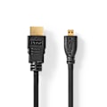Pikkukuva 1 / 3: High Speed ​​HDMI ™ Kaapeli Ethernet | HDMI™ liitin | HDMI™ Micro | 4K@30Hz | 10.2 Gbps | 1.50 m | Pyöreä | PVC | Musta | Label