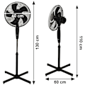Miniatyrbillede 9 af 9: Stående gulvventilator 45W – 3 tilstande, 5 blade, sort