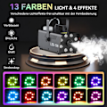 Miniatyrbillede 5 af 10: Tågemaskine 450W røgmaskine med 13 farvede LED-lys og RGB-effekt, tågemaskine med 2 lednings- og radiofjernbetjeninger til bryllupper, Halloween, jul