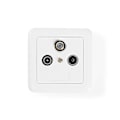 Miniatyrbillede 4 af 6: Antenne End vægdåse | 1x F-Connector Hun / 1x IEC Connector Han / 1x IEC Connector Hun | 75 Ohm | Retur sti | Hvid / Sølv