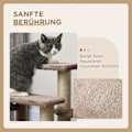 Miniatyrbild 7 av 10: Katttrappa, djurtrappa för katter, hundtrappa, 3 steg, med skrapstolpar, lekboll, plysch, brun, 45x40x48cm