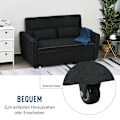 Miniatyrbild 5 av 10: Bäddsoffa, Hopfällbar Soffa, 2-Sits Tygsoffa, Bäddsoffa, Soffa Med Sovfunktion, Soffset, Justerbar Vinkel, Svart, 148 X 82 X 89 Cm
