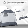 Miniatyrbillede 7 af 10: Brusetelt Til 2 Personer Toilettelt Med Transportpose, 3 Døre, 2 Vinduer, Omklædningsrum, Grå