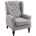 Miniatyrbillede 1 af 10: Enkeltstol, Afslapningsstol, Fløjstol, Enkeltstol, Accentstol Med Tuftede Træfødder, Polyester, Grå, 74 X 86 X 102 Cm