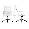 Miniatyrbillede 4 af 10: Kontorstol med vippefunktion, stålfødder, ergonomiske, 360° drejelige hjul, imiteret læder, bæreevne 120 kg, 54 x 62 x 104-114 cm, hvid