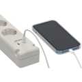 Miniatyrbillede 2 af 2: Bremounta strømskinne 5-vejs med 2 USB C opladningsstik (USB C stikblok med afbryder og 3m kabel, fordelingsboks til vægmontering)