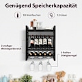 Miniatyrbild 3 av 5: Väggmonterat vinställ med 2-vånings vinflaskställ och 3 rader för vinglashållare platsbesparande väggvinställ