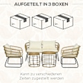 Miniatyrbillede 9 af 10: 5-Delt Havemøbelsæt I Rattan, Siddeområde Med Hynder, Havesæt Med 2 Sofaborde, 2 Lænestole, 1 Dobbelt Sofa, Siddesæt, Stål, Beige