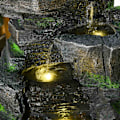 Pikkukuva 9 / 10: Garden Fountain Solar Fountain 4 Tasoa Led-Valaistus Koristeellinen Suihkulähde Puutarha Parveke Synteettinen Hartsi 34X28X57Cm