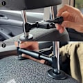 Miniatyrbild 7 av 9: Bilplattahållare för nackstöd med hängare, svart 2in1