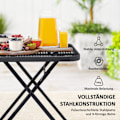 Miniatyrbild 7 av 10: Fällbart trädgårdsbord 70 x 70 cm, väderbeständigt balkongbord, fällbart stålbord med utskuren design, utematbord, fyrkantigt sidobord, uteplatsbord f