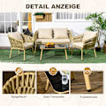 Miniatyrbillede 7 af 10: 4-Delt Havemøbelsæt I Rattan, Siddeområde Med 1 Sofabord, 2 Lænestole, 1 Dobbelt Sofa, Havesæt Med Hynder, Siddesæt, Stål, Kaki