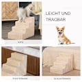 Miniatyrbild 7 av 10: Husdjurstrappa 4-stegs hundramp med avtagbart skydd Katttrappa Hundtrappa Djurtrappa Spånskiva Plysch Beige 60 x 35 x 44 cm