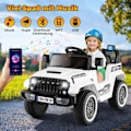 Miniatyrbillede 5 af 5: El-jeep til børn med dobbeltmotor &amp; Langsom start &amp; 4-fjedret affjedret ride-on bil hvid