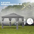 Miniatyrbild 8 av 10: Outsolny Vikpaviljong Ca 3 X 3 M, Paviljong Med Led, 4 Nätgardiner, Sidovägg, Trädgårdspaviljong Med Vattenpåse, Dubbeltak, Bärväska, Mörkgrå.