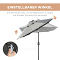 Miniatyrbillede 6 af 10: Dobbeltparasol, 295 x 219cm, parasol med LED, oval, haveparasol, vindtæt, stabil, markedsparasol med justerbar vippevinkel til terrasse, pool, polyest