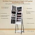 Miniatyrbillede 3 af 5: Smykkeskab med hylde & fuldlængde spejl & 3 farvede LED-lys & 2 hvide skuffer