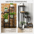 Miniatyrbild 7 av 10: Flower Stand Plant Stand Med 4 Våningar, Multifunktionell Växthylla, Brun, 40X40X81Cm
